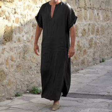 Melzano Walid - Witte Comfortabele Djellaba met v-hals