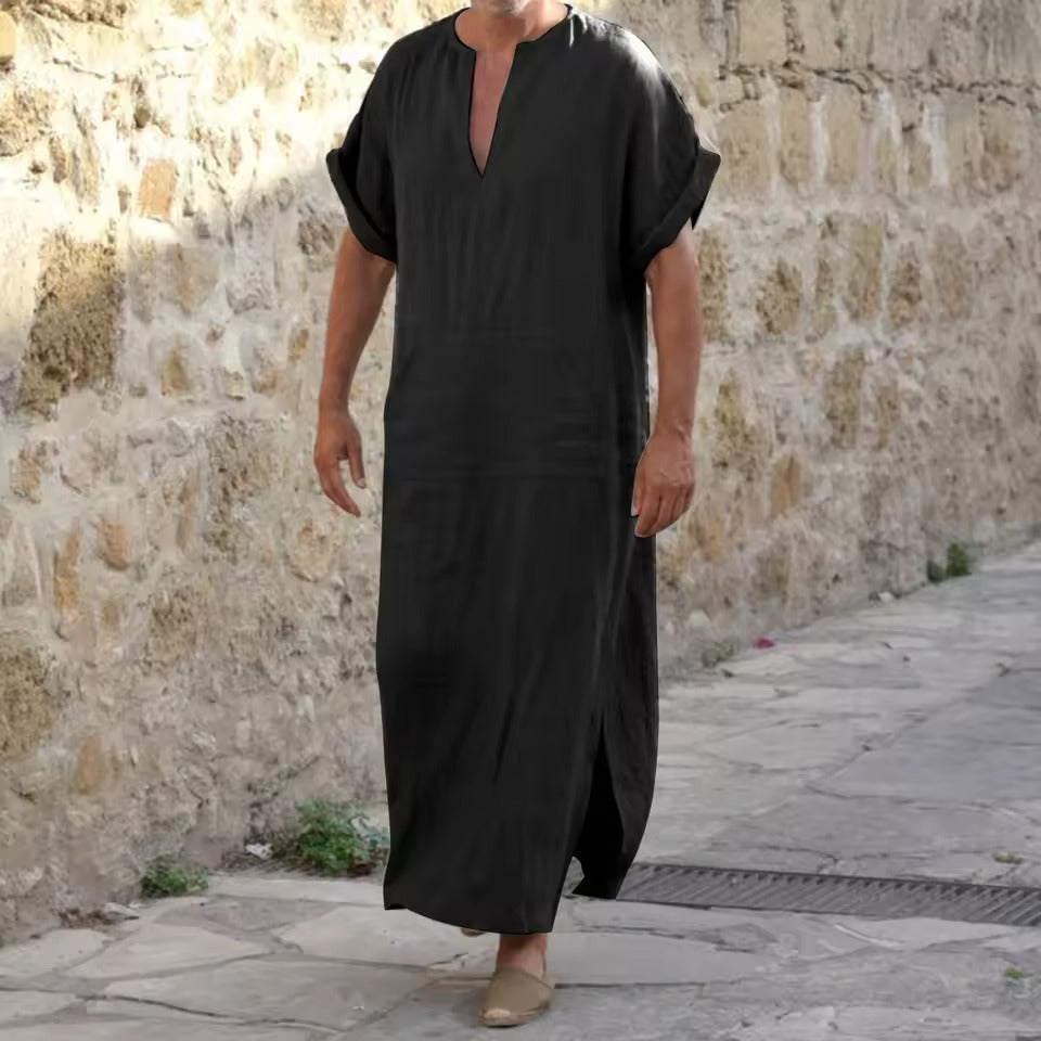Melzano Walid - Witte Comfortabele Djellaba met v-hals
