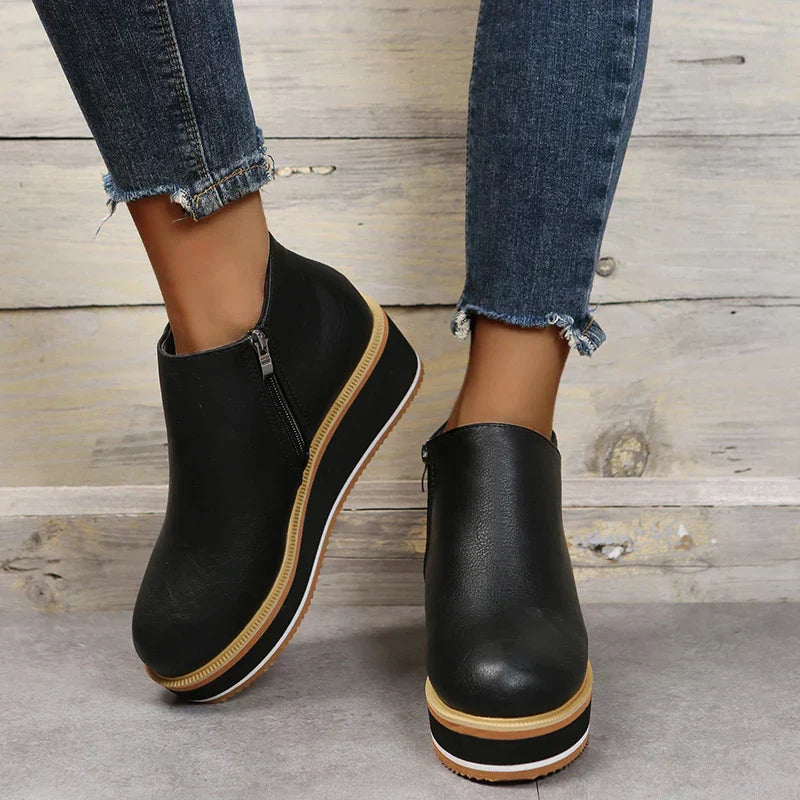 Zavella – Botines de mujer con plataforma y cremallera lateral
