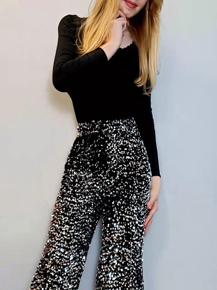 Tanya Pants | Loose Glitter Pants for Glamorous and Comfortable Looks