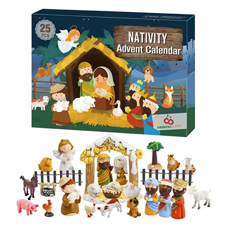 HolyTradition – Nativity Scene Advent Calendar with 24 Resin Miniatures