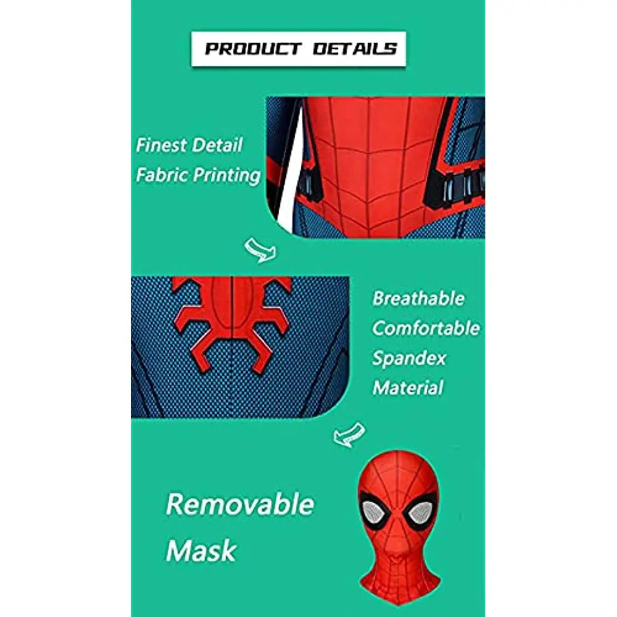 WebStrike – Superhero Costume for Children with Mask, Breathable and Elastic