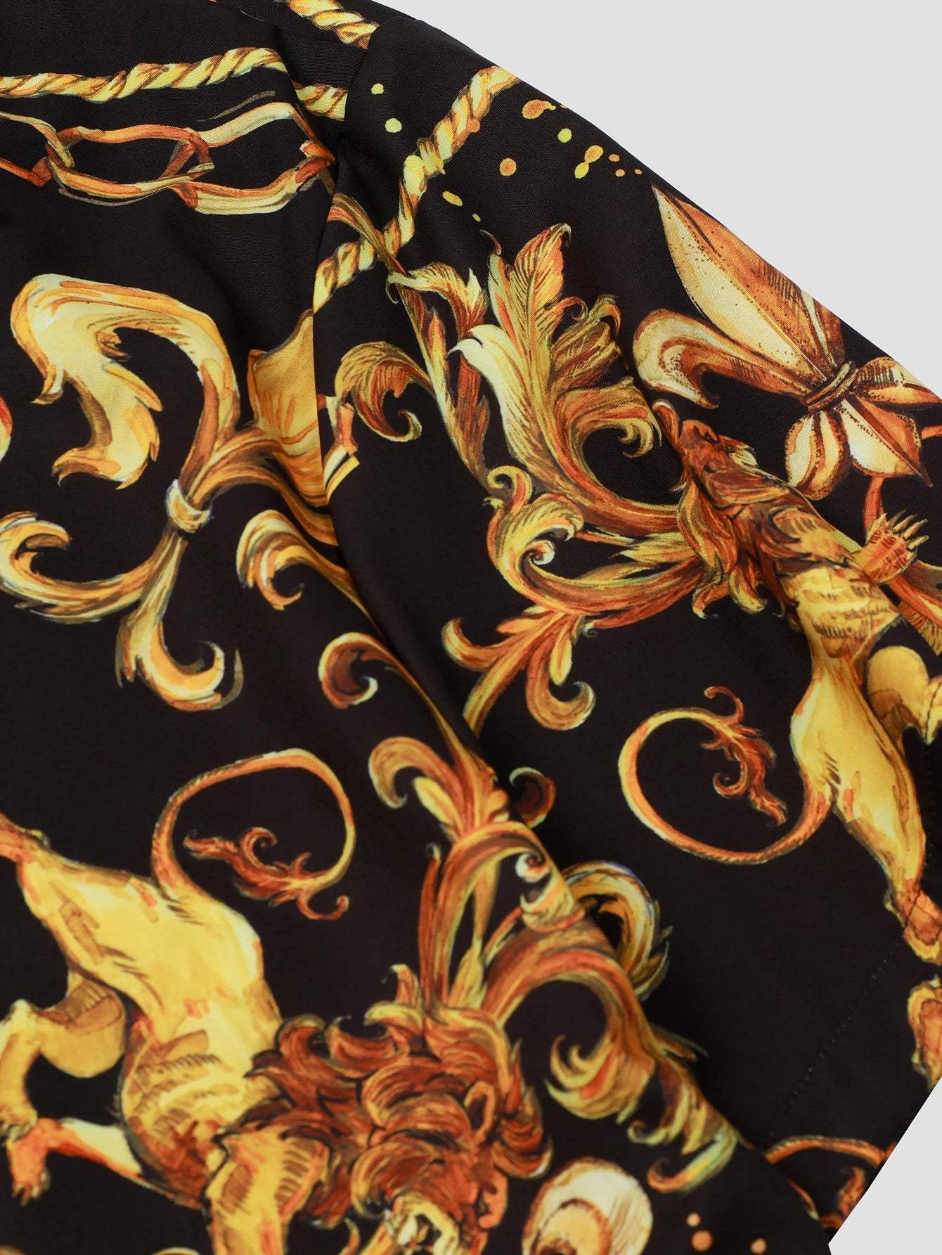 Valenthor – Baroque men's shirt lion print black gold – Party & evening wear