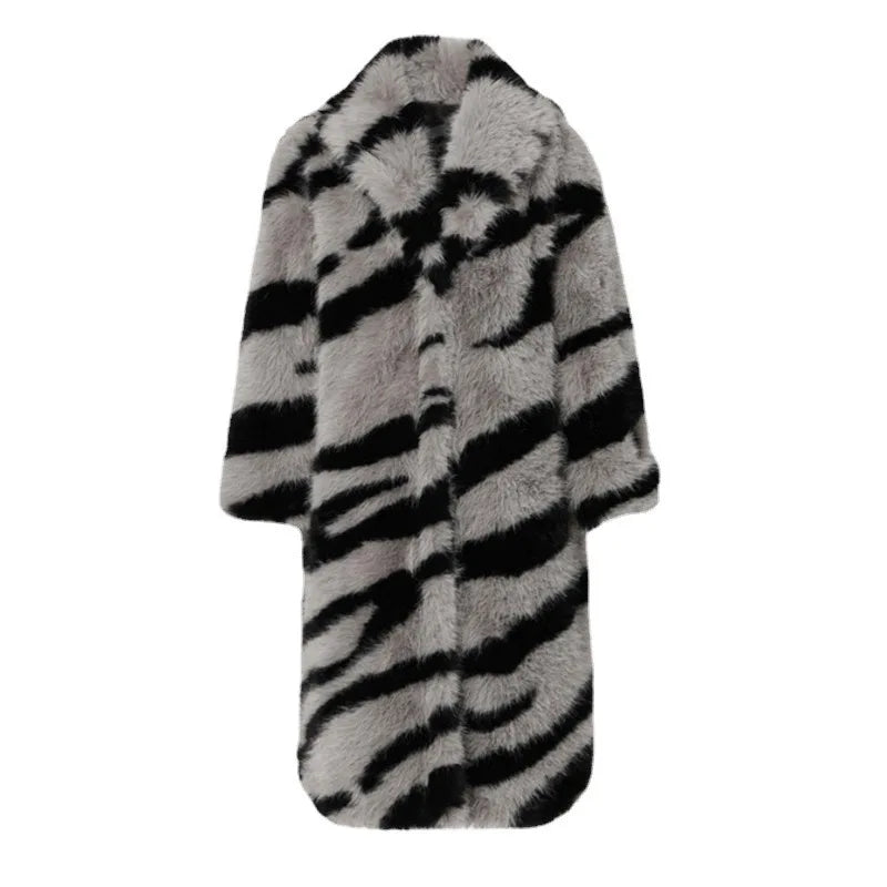 Bentlara Long Fur Coat Women with Animal Print | Luxury & Stylish Winter Design