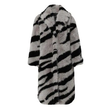 Bentlara Long Fur Coat Women with Animal Print | Luxury & Stylish Winter Design