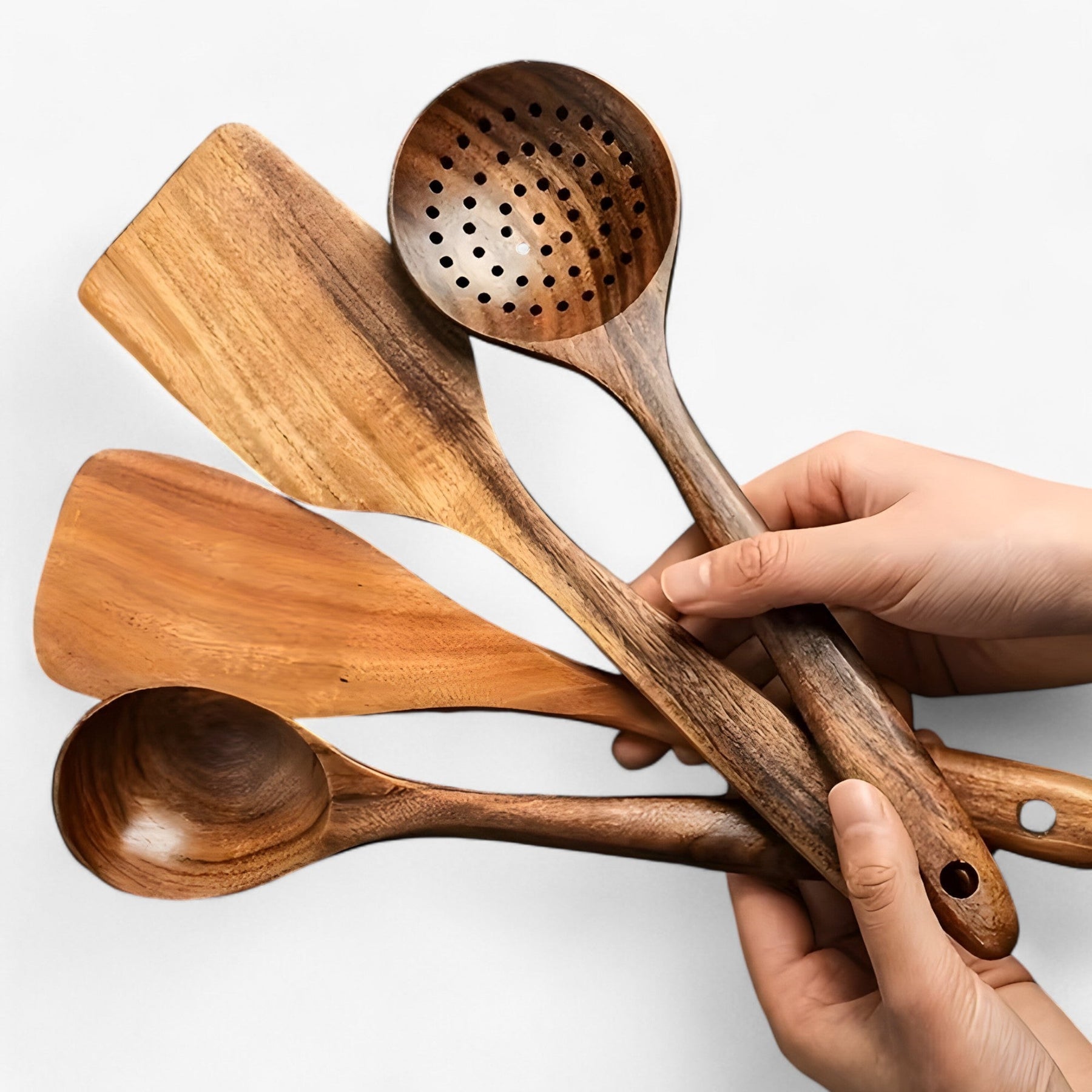 EcoWood – 11-delig houten keukengerei-set – Voor anti-aanbak kookgerei