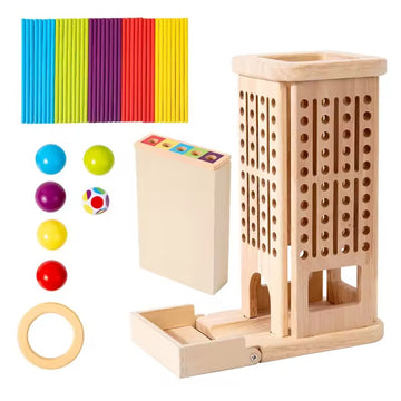 Montessori Houten Stokkentoren – Educatief Behendigheidsspel voor Kinderen