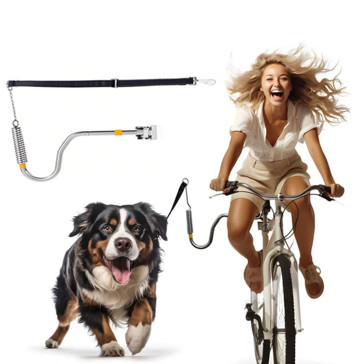 Fietsstang voor Hond – Stevige Bike Handle met Schokdemping en Riem