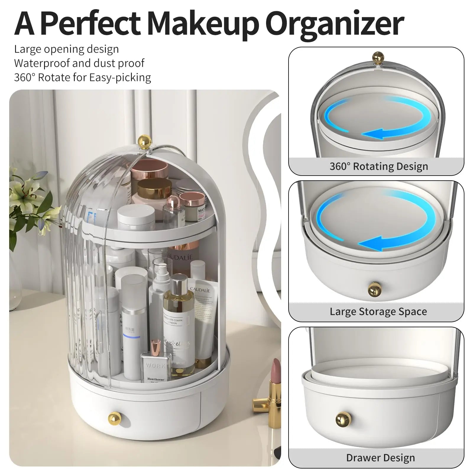 Ginseng Serum Skincare Organizer – 360° Draaibare Make-up Display