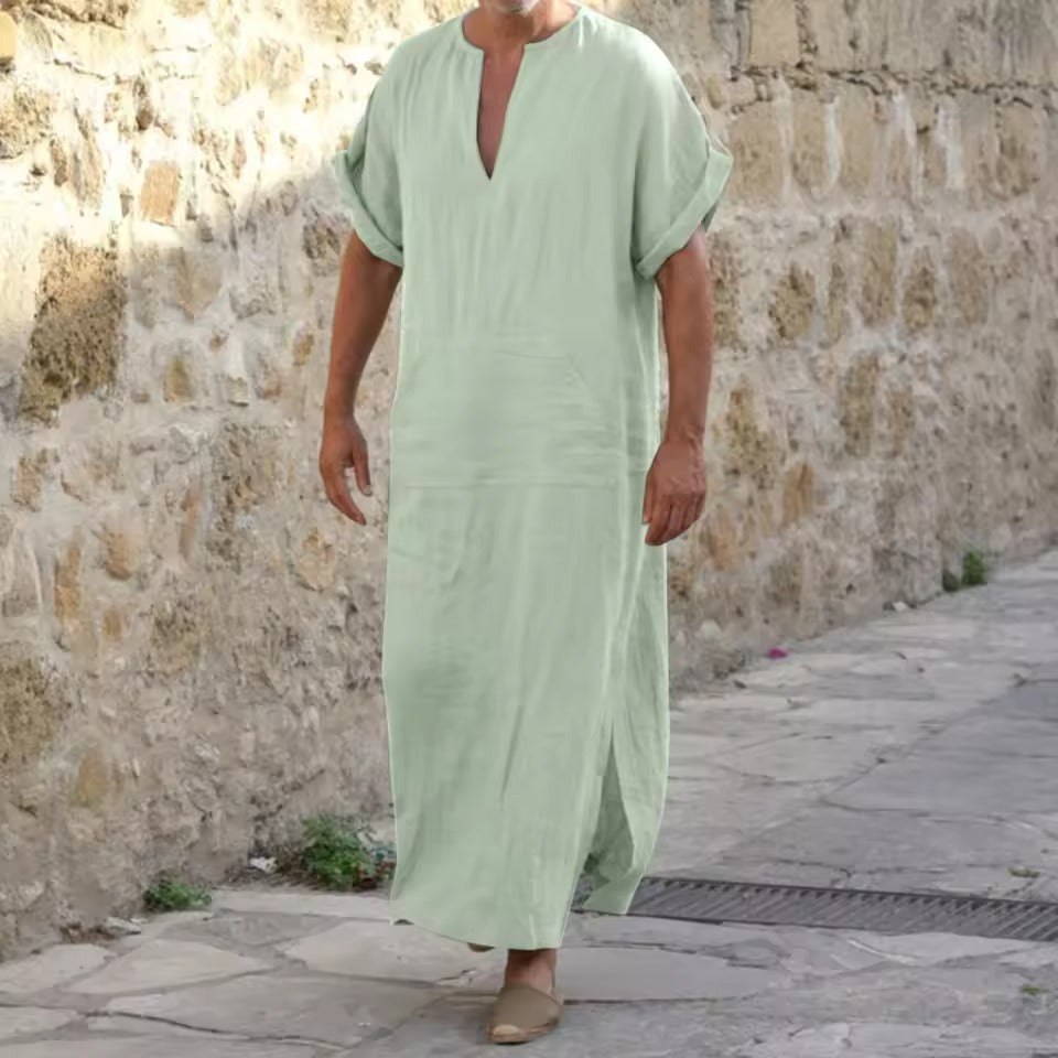 Melzano Walid - Witte Comfortabele Djellaba met v-hals