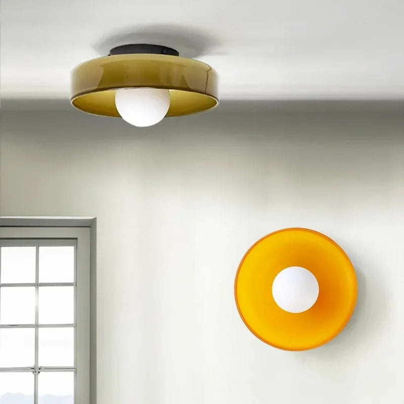 Culina – Round flush ceiling lamp – Glass design for kitchen & interior