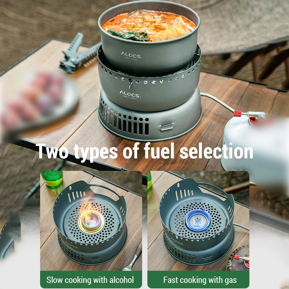 Draagbare Outdoor Kookset – Lichtgewicht Kampeer Kookgerei met Windscherm