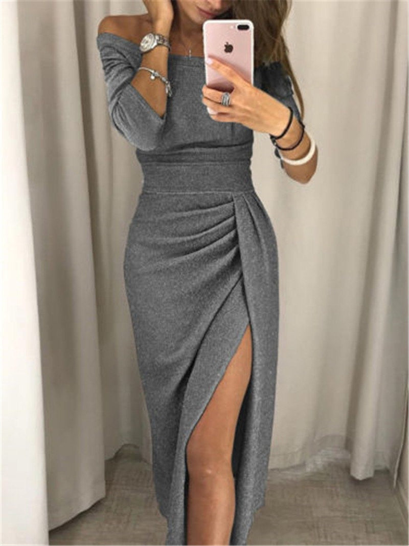 Melzano - Vestido de lentejuelas con hombros descubiertos