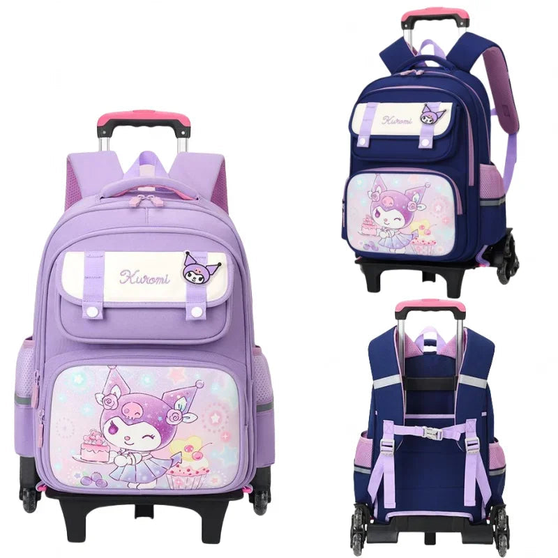 Kuromi Backpack with Trolley – Cute School Bag for Children, Lightweight