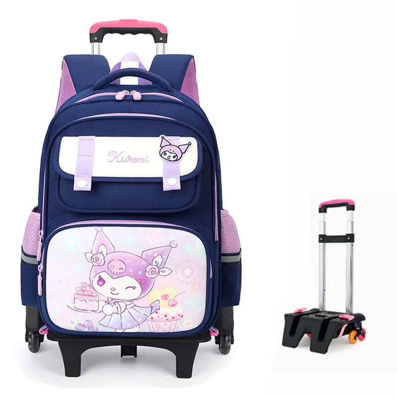 Kuromi Backpack with Trolley – Cute School Bag for Children, Lightweight