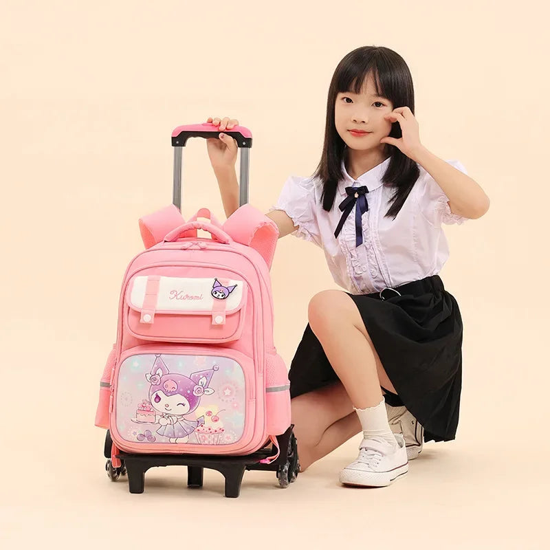 Kuromi Backpack with Trolley – Cute School Bag for Children, Lightweight