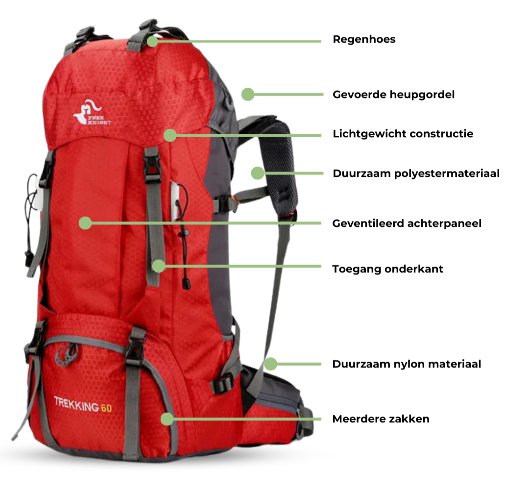 60L Outdoor Rugzak – Waterdicht, Lichtgewicht en Comfortabel