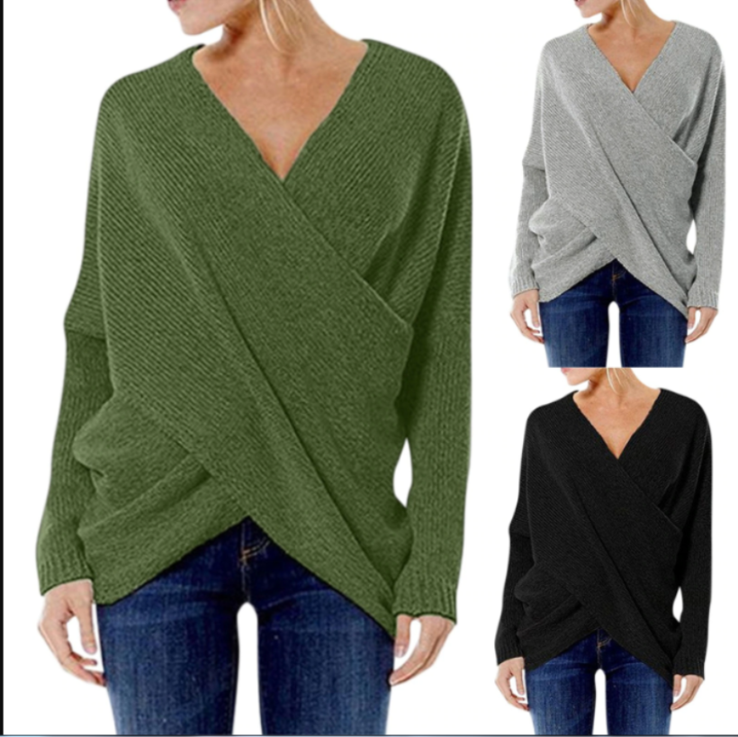 Caressia – Women's Cashmere Sweater with Criss-Cross Detail, Autumn/Winter