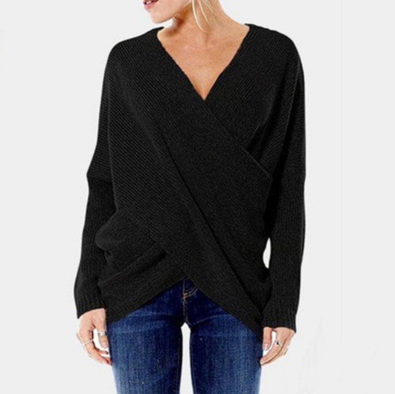 Caressia – Women's Cashmere Sweater with Criss-Cross Detail, Autumn/Winter