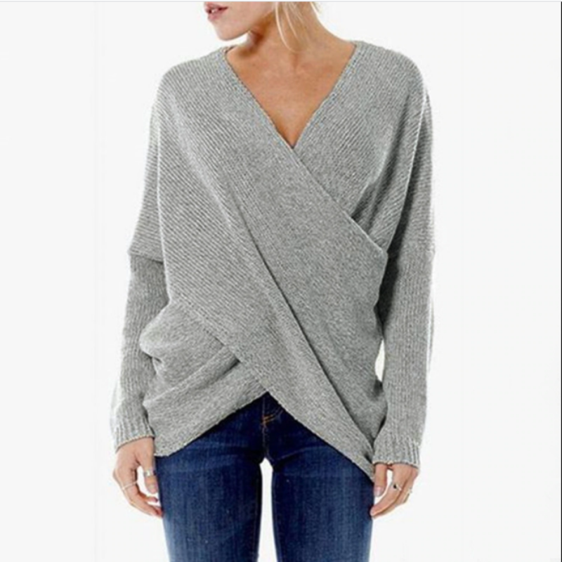 Caressia – Women's Cashmere Sweater with Criss-Cross Detail, Autumn/Winter