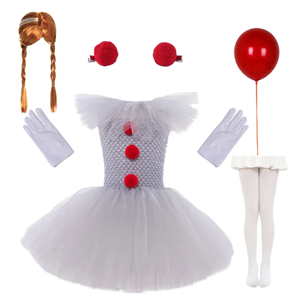 MoonCarnival – Girls clown tutu dress – Halloween costume