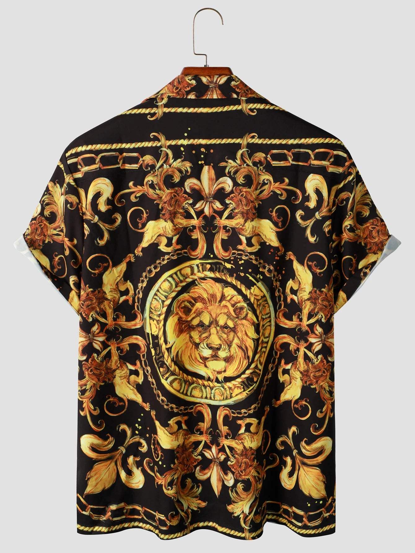 Valenthor – Baroque men's shirt lion print black gold – Party & evening wear