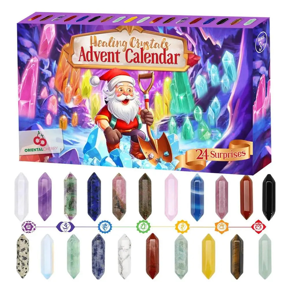 AuroraGems – Kristal-adventskalender 2025 met 24 edelstenen – Kerst
