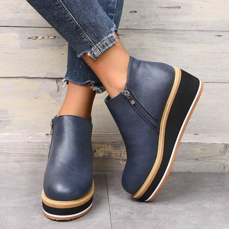 Zavella – Botines de mujer con plataforma y cremallera lateral
