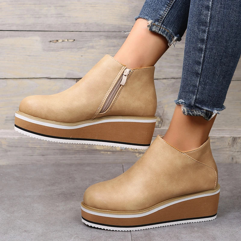 Zavella – Botines de mujer con plataforma y cremallera lateral