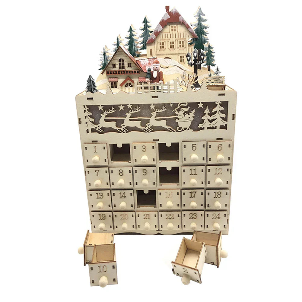 Nordlicht – Houten kerst adventskalender rendierdorp – 24 laden