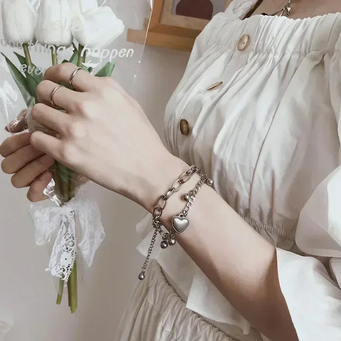 Juego de 4 pulseras de cuerda con piedras preciosas verdes y piedras de imitación