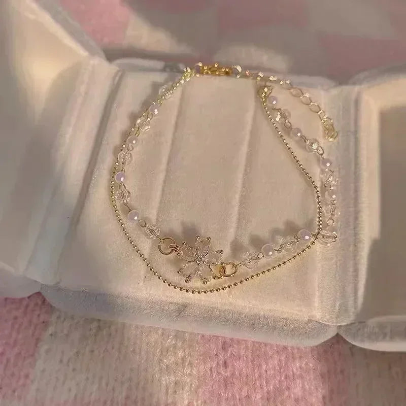 Juego de 4 pulseras de cuerda con piedras preciosas verdes y piedras de imitación