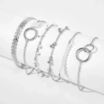 Juego de 4 pulseras de cuerda con piedras preciosas verdes y piedras de imitación