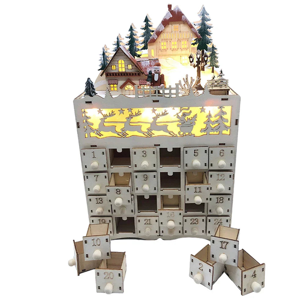 Nordlicht – Houten kerst adventskalender rendierdorp – 24 laden