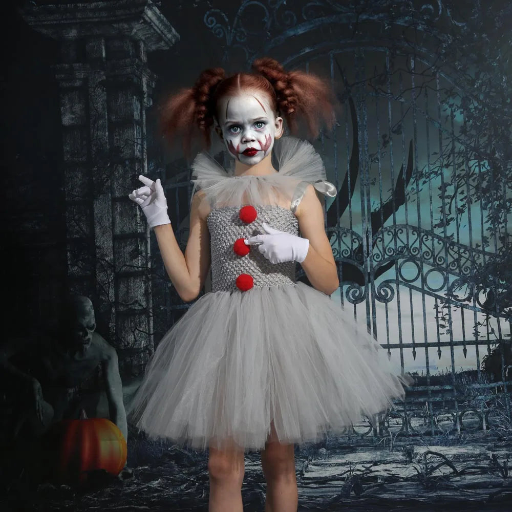 MoonCarnival – Girls clown tutu dress – Halloween costume