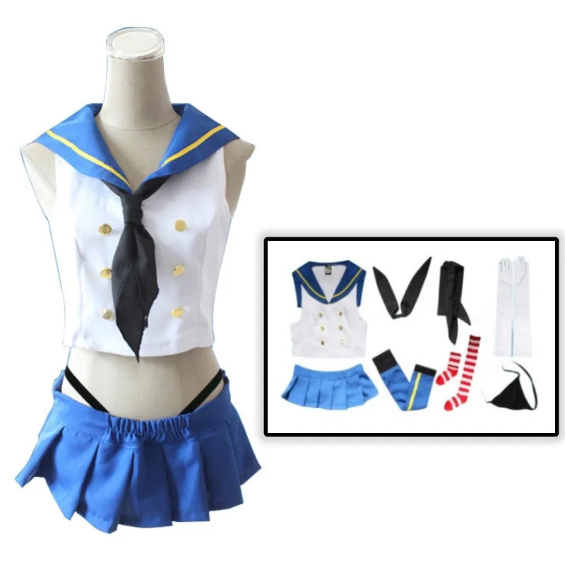 CosWave – Anime Sailor Cosplay Kostuum met Jurk & Pruik – Blauw Wit Meisjes Outfit