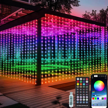Lunovix Slimme LED Gordijnverlichting – 3x3m, 300 LEDs met Bluetooth-App, Muziekmodus & 16M Kleuren