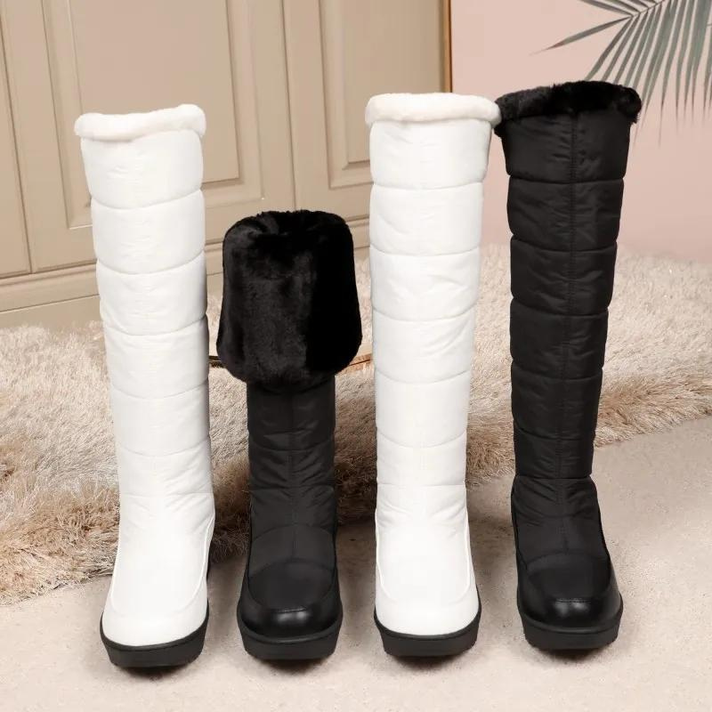 Alpenvia – Botas de invierno altas para mujer con forro cálido de piel sintética