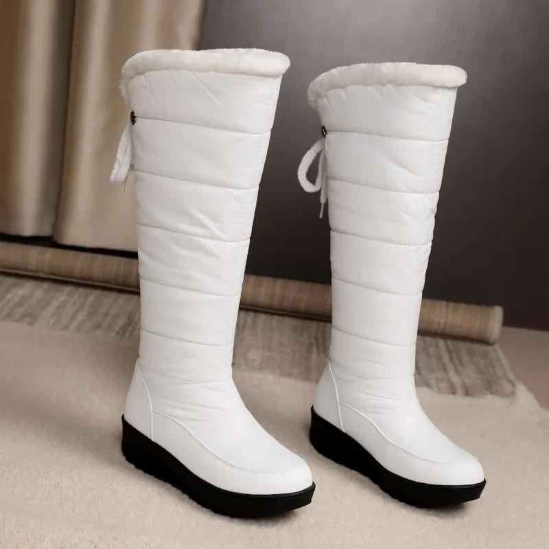 Alpenvia – Botas de invierno altas para mujer con forro cálido de piel sintética