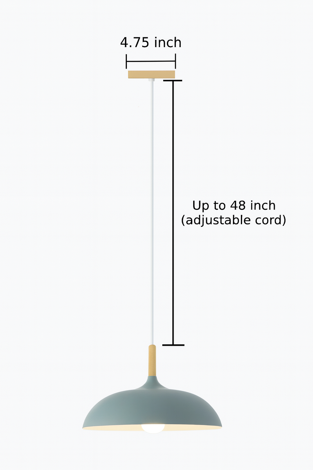 Pastelume – Retro pendant lamp with wood & pastel-colored metal shade