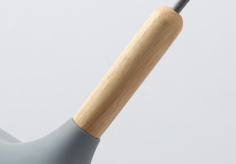 Pastelume – Retro pendant lamp with wood & pastel-colored metal shade