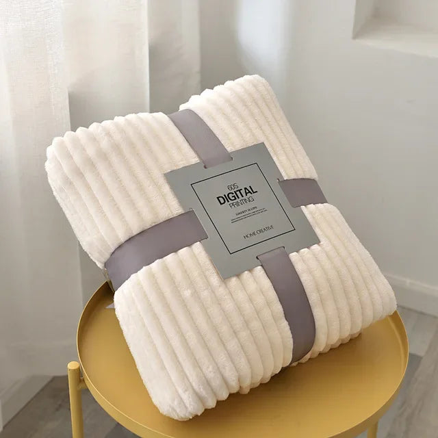 HomeLoom – Flanellen Deken Gestreept & Zacht – Voor Bed, Bank en Reizen