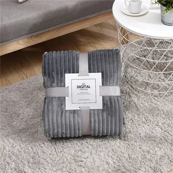 HomeLoom – Flanellen Deken Gestreept & Zacht – Voor Bed, Bank en Reizen