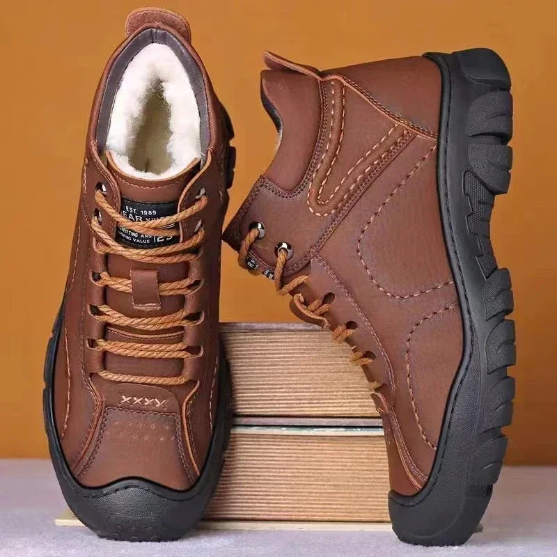 Arvid – Botas de invierno para hombre de cuero impermeable con suela antideslizante