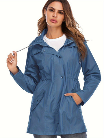 Sophie – Mid-length Raincoat with Hood & Zipper for City & Rain