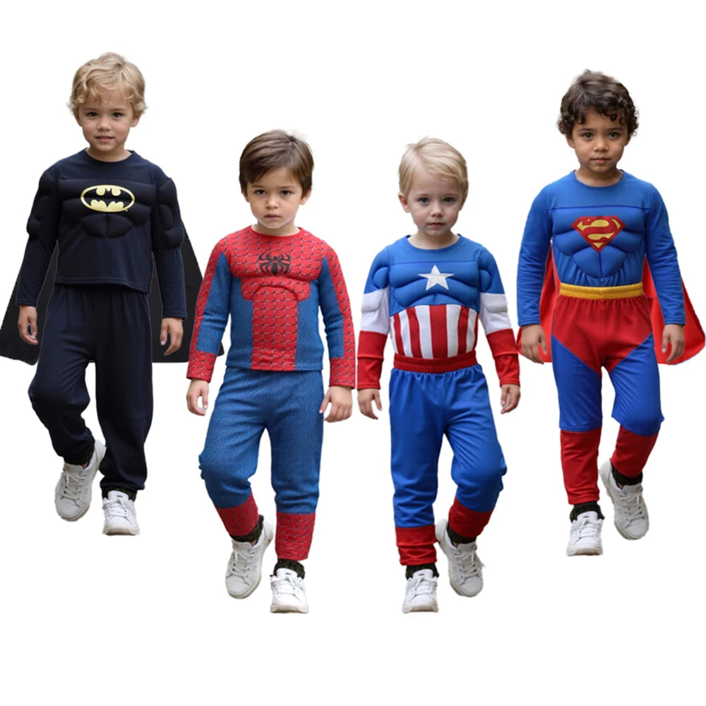 HeroMorph – Superhero Costume Children with Muscle Details & Cape