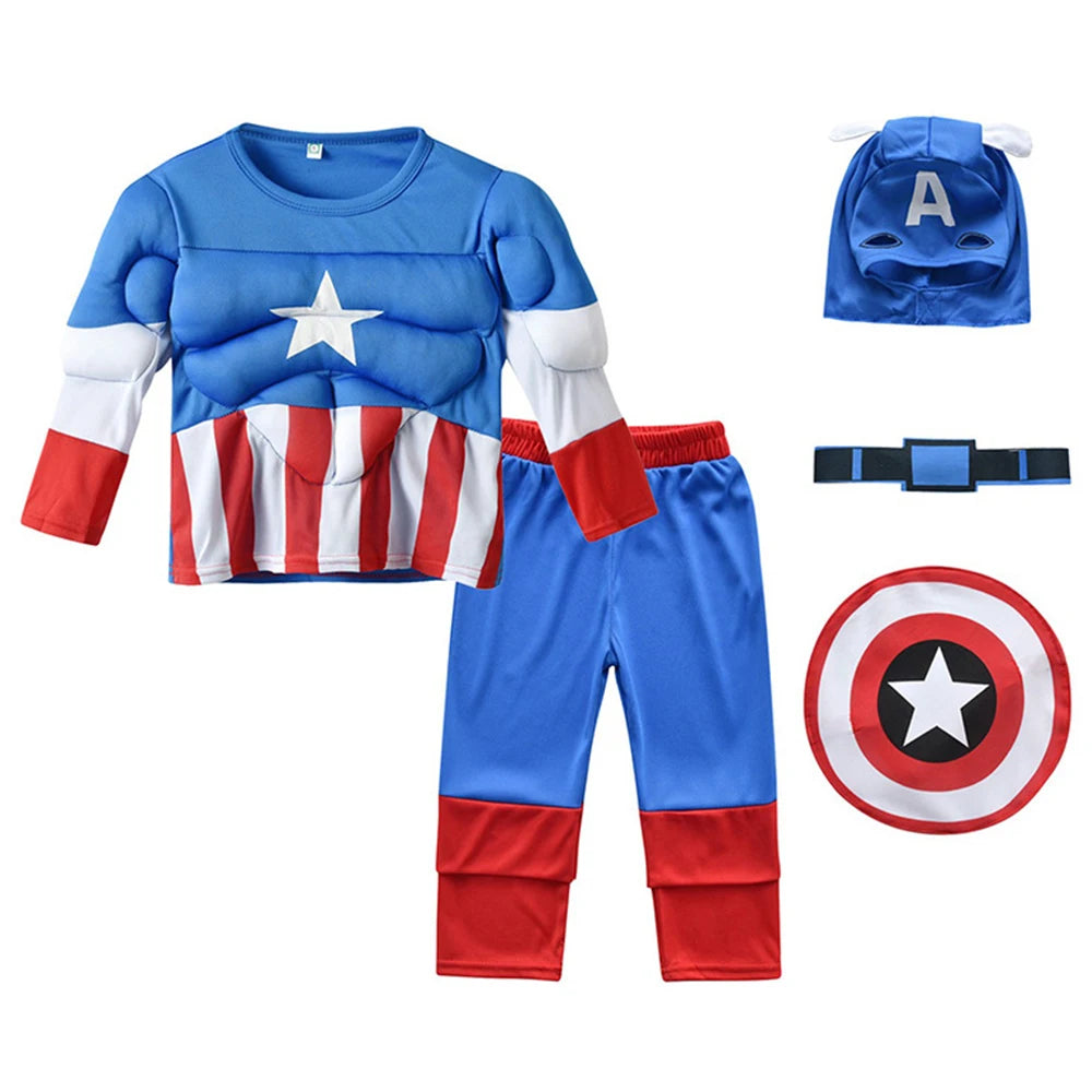 HeroMorph – Superhero Costume Children with Muscle Details & Cape