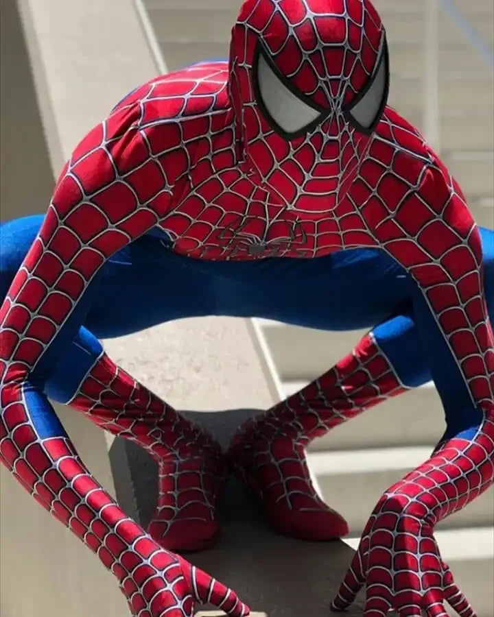 Spiderman Kostuum Voor Volwassenen - 3D Geprinte Zentai Suit, Comfortabele Pasvorm, Diverse MatenaHeroMorph – Rood Blauw Spider Hero Kostuum Volwassenen – 3D Geprint Zentai Suit