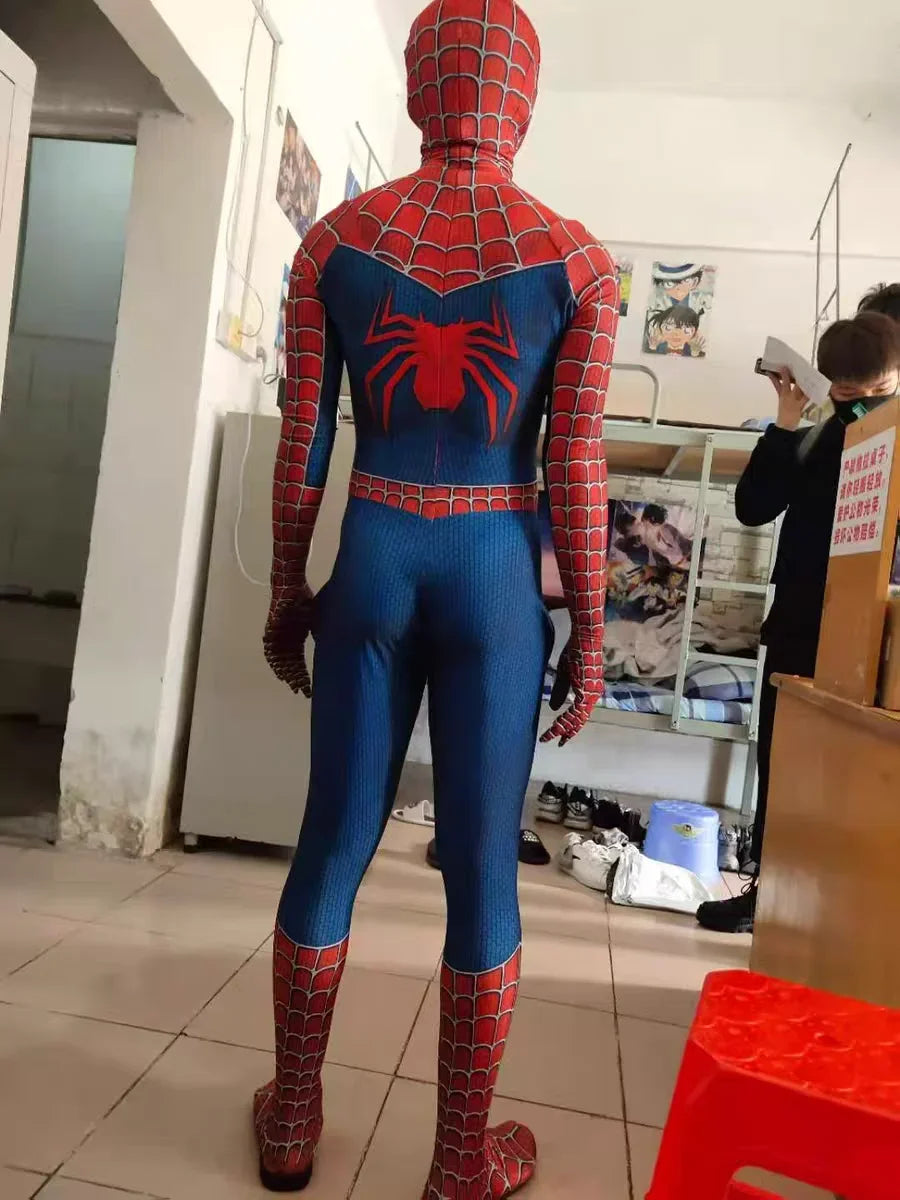 Spiderman Kostuum Voor Volwassenen - 3D Geprinte Zentai Suit, Comfortabele Pasvorm, Diverse MatenaHeroMorph – Rood Blauw Spider Hero Kostuum Volwassenen – 3D Geprint Zentai Suit