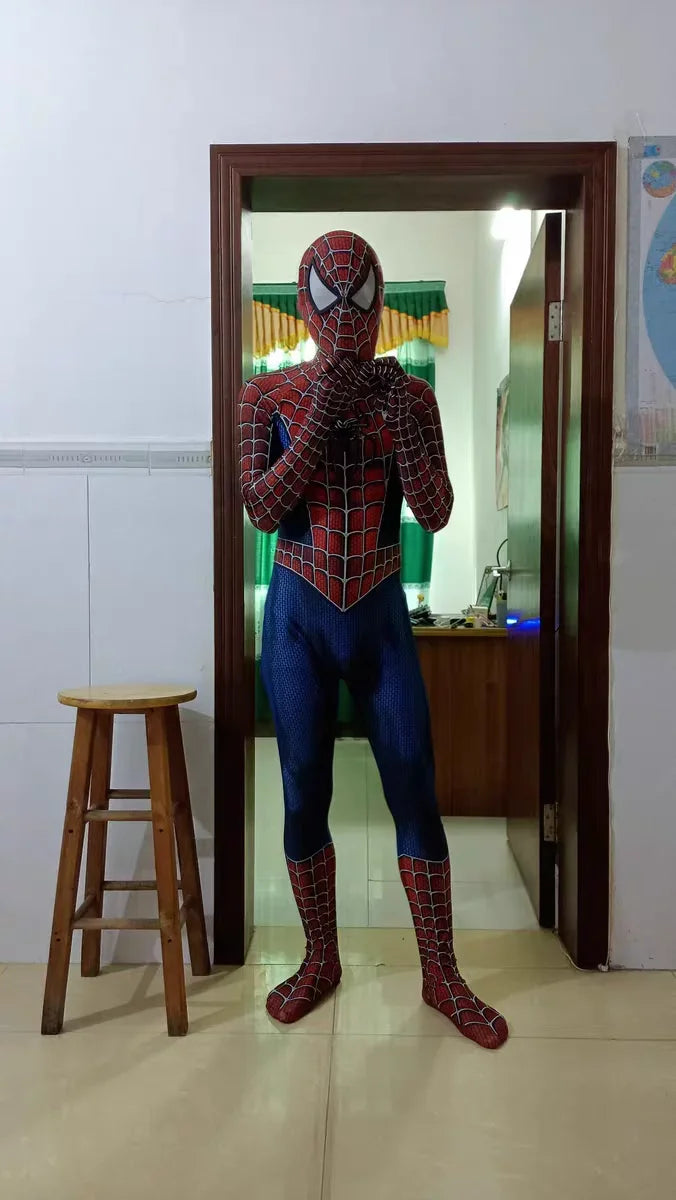 Spiderman Kostuum Voor Volwassenen - 3D Geprinte Zentai Suit, Comfortabele Pasvorm, Diverse MatenaHeroMorph – Rood Blauw Spider Hero Kostuum Volwassenen – 3D Geprint Zentai Suit